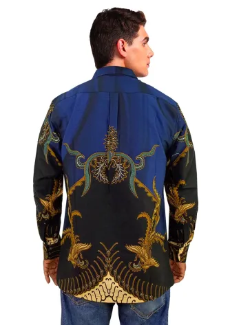 Oregano Fashion Casual OREGANO - PEACOCK ART L/S SHIRT- NAVY 2 peacock_art_ls__navy__b