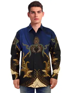 OREGANO  PEACOCK ART LS SHIRT NAVY